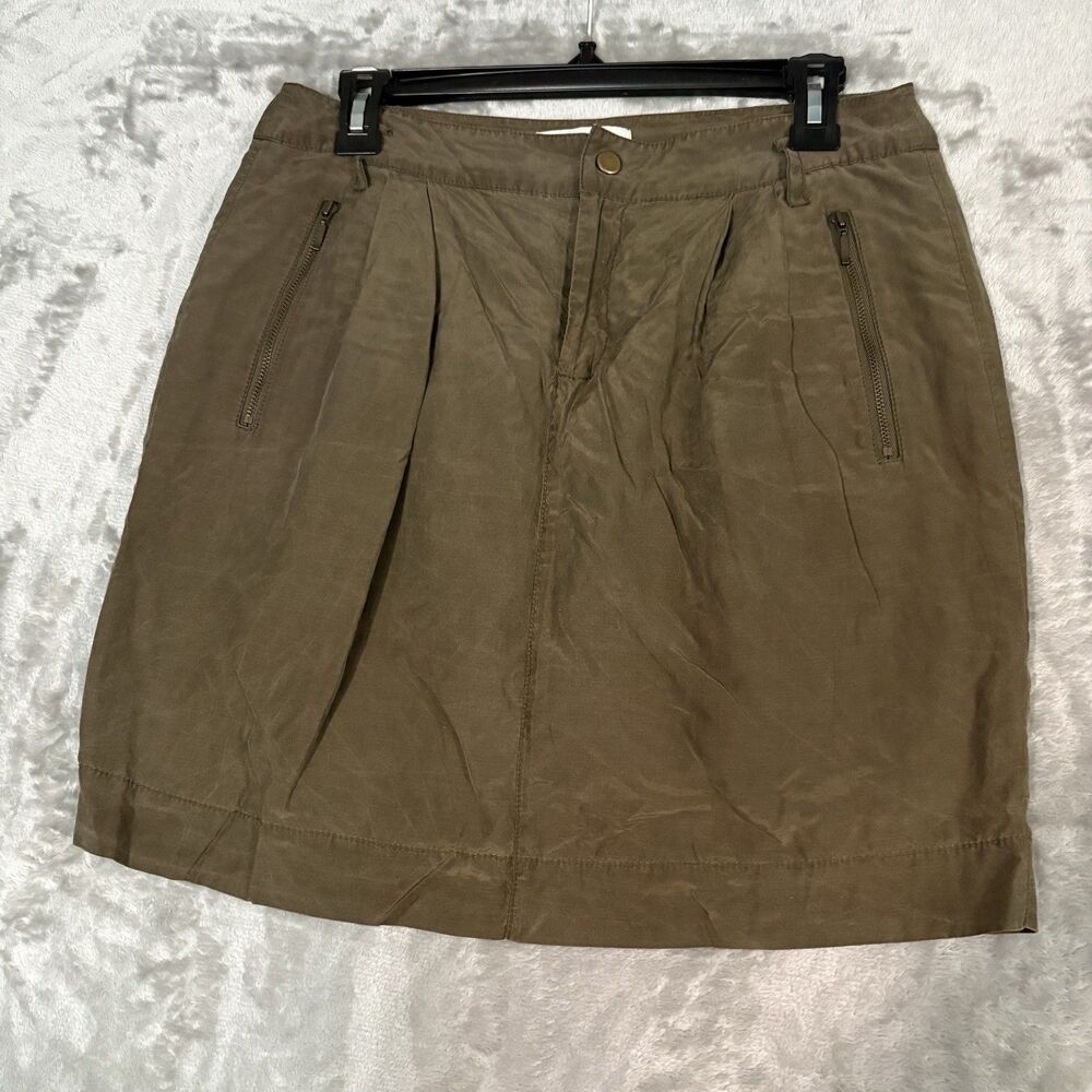 Banana Republic Olive Green Silk Cotton Blend Utility Mini Pencil Skirt Womens 6